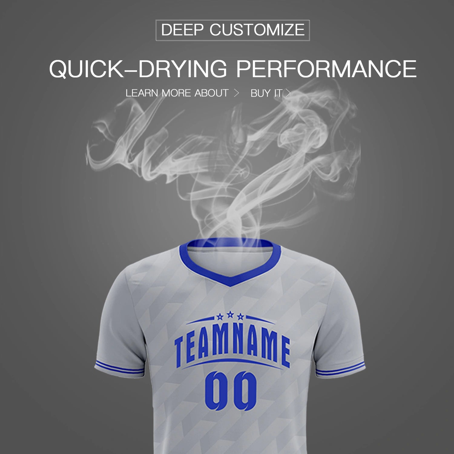 Custom Gray Royal Blue Training Uniform Soccer Sets Jersey