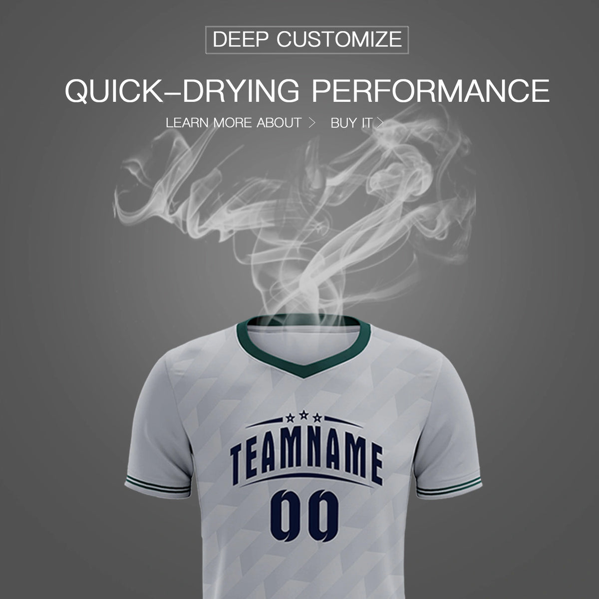 Custom Gray Midnight Green Training Uniform Soccer Sets Jersey