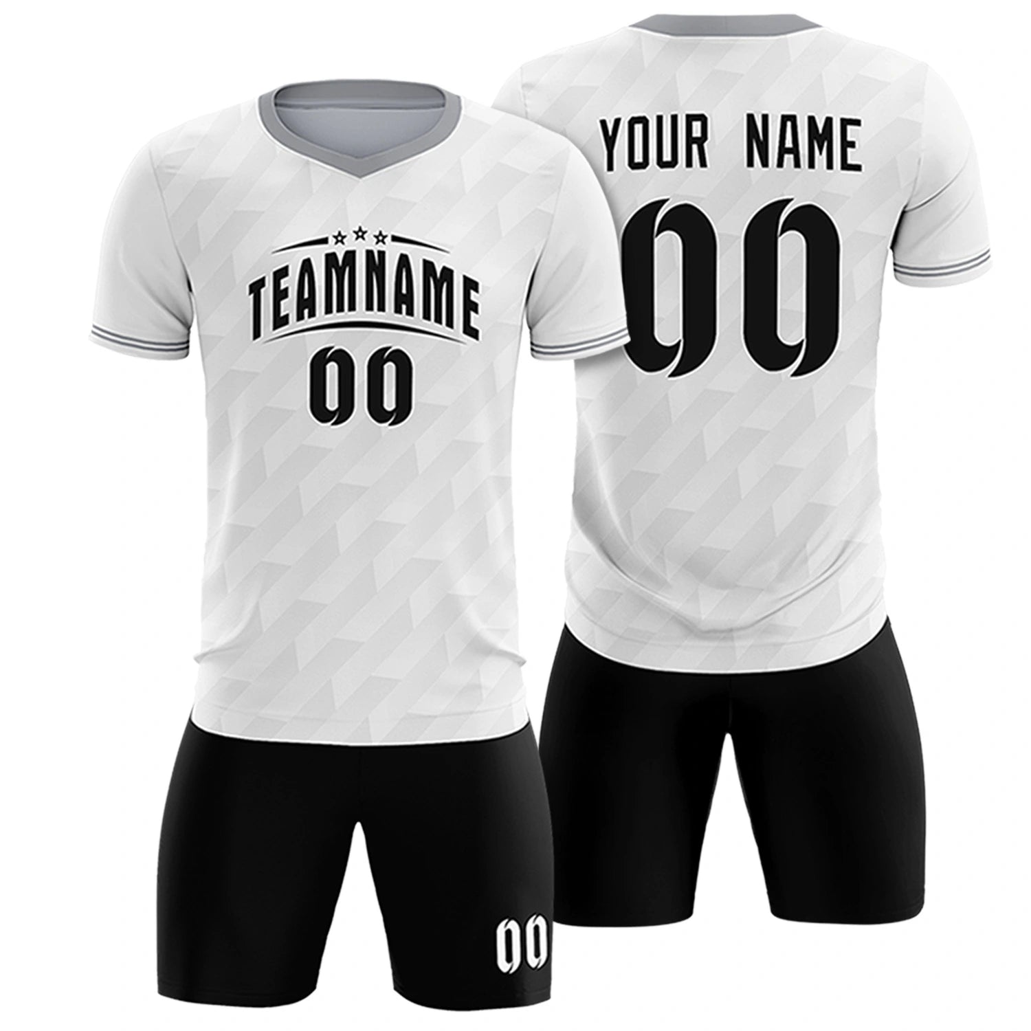 Custom White Gray Training Uniform Soccer Sets Jersey