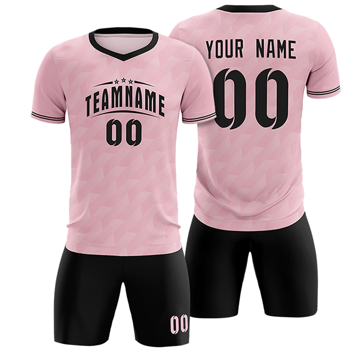 Custom Light Pink Black Training Uniform Soccer Sets Jersey
