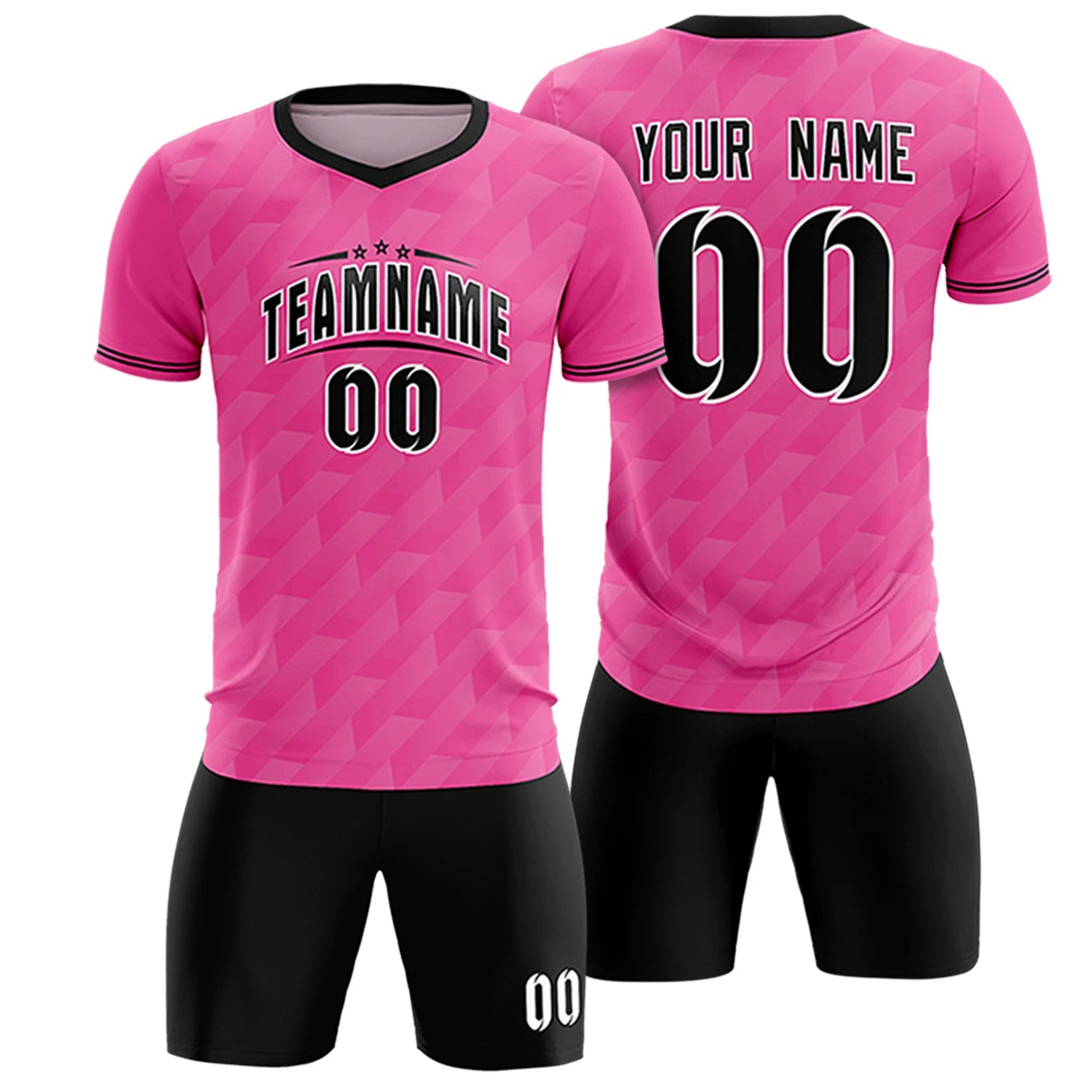 Custom Pink Black Training Uniform Soccer Sets Jersey