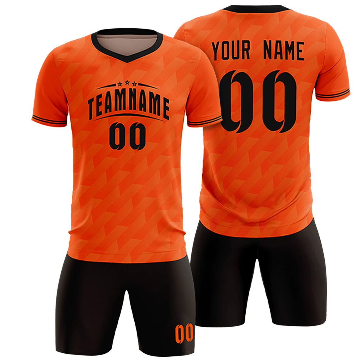 Custom Orange Black Training Uniform Soccer Sets Jersey