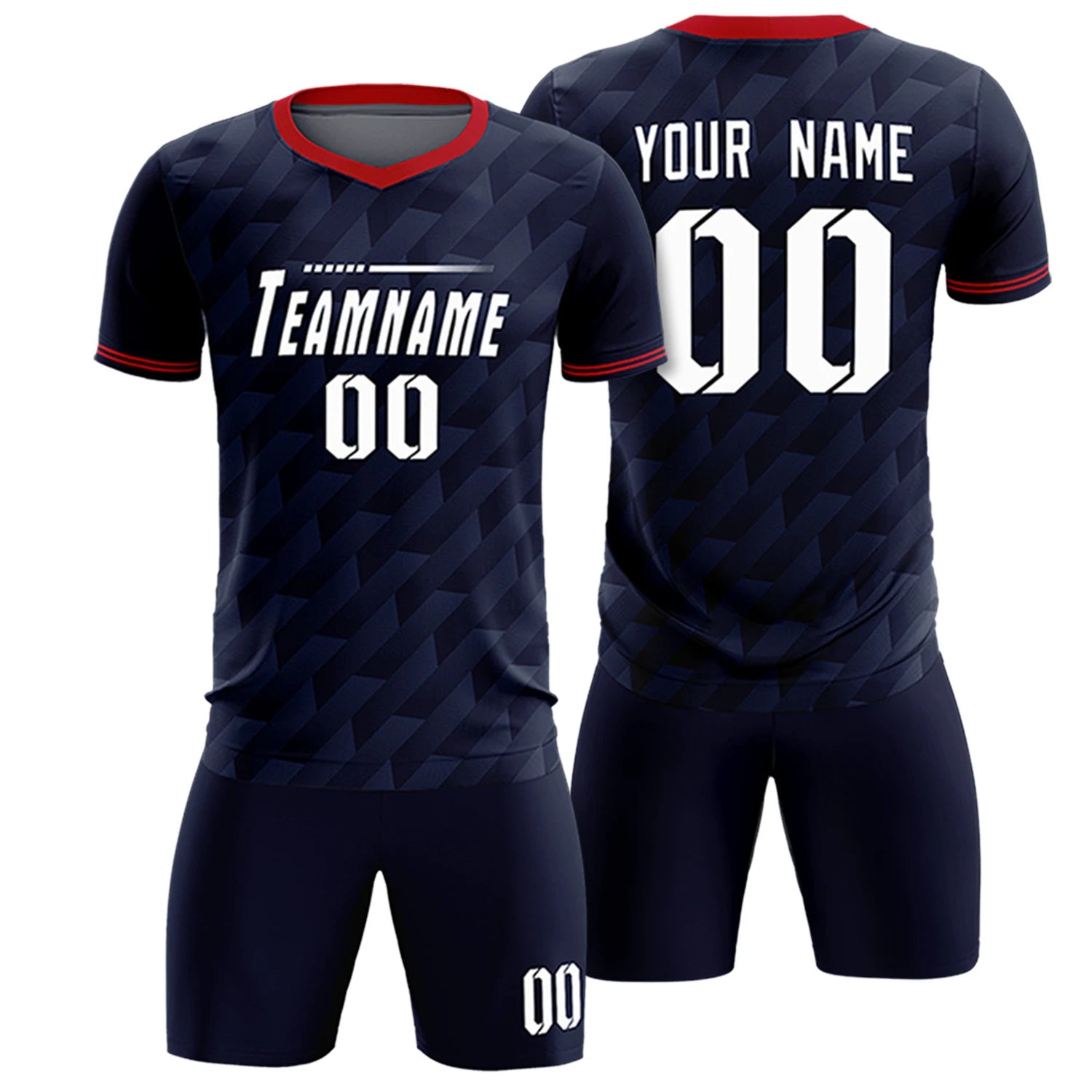 Custom Navy Red Training Uniform Soccer Sets Jersey