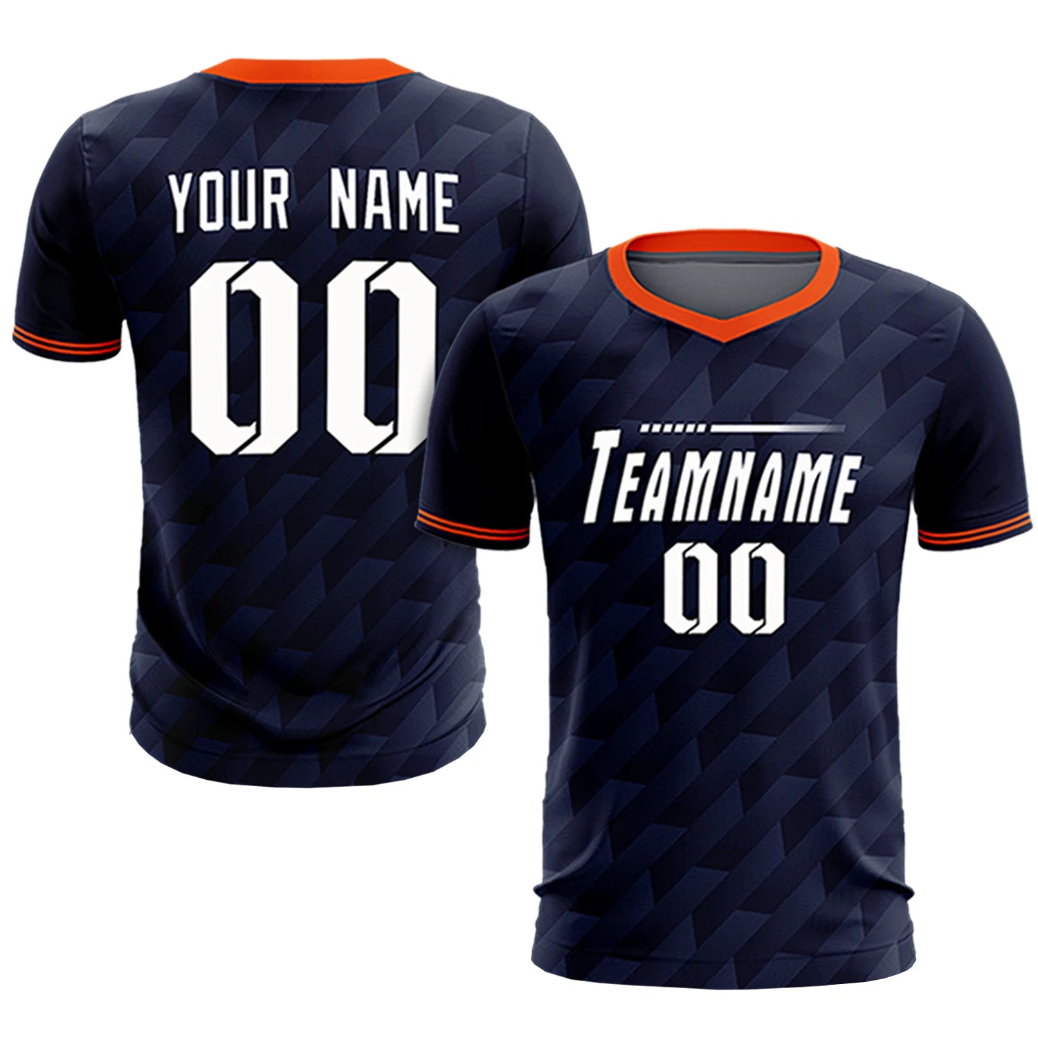 Custom Navy Orange Training Uniform Soccer Sets Jersey