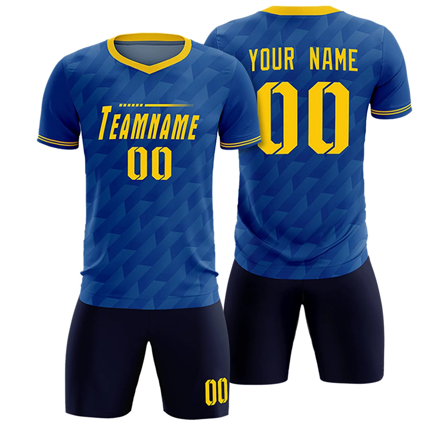 Custom Royal Blue Gold01 Training Uniform Soccer Sets Jersey