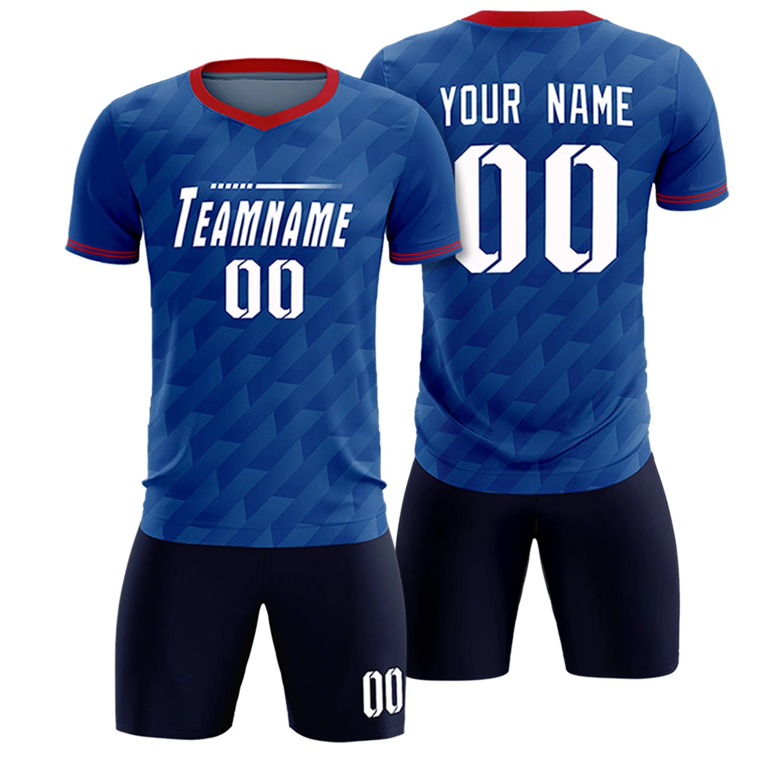 Custom Royal Blue Red Training Uniform Soccer Sets Jersey