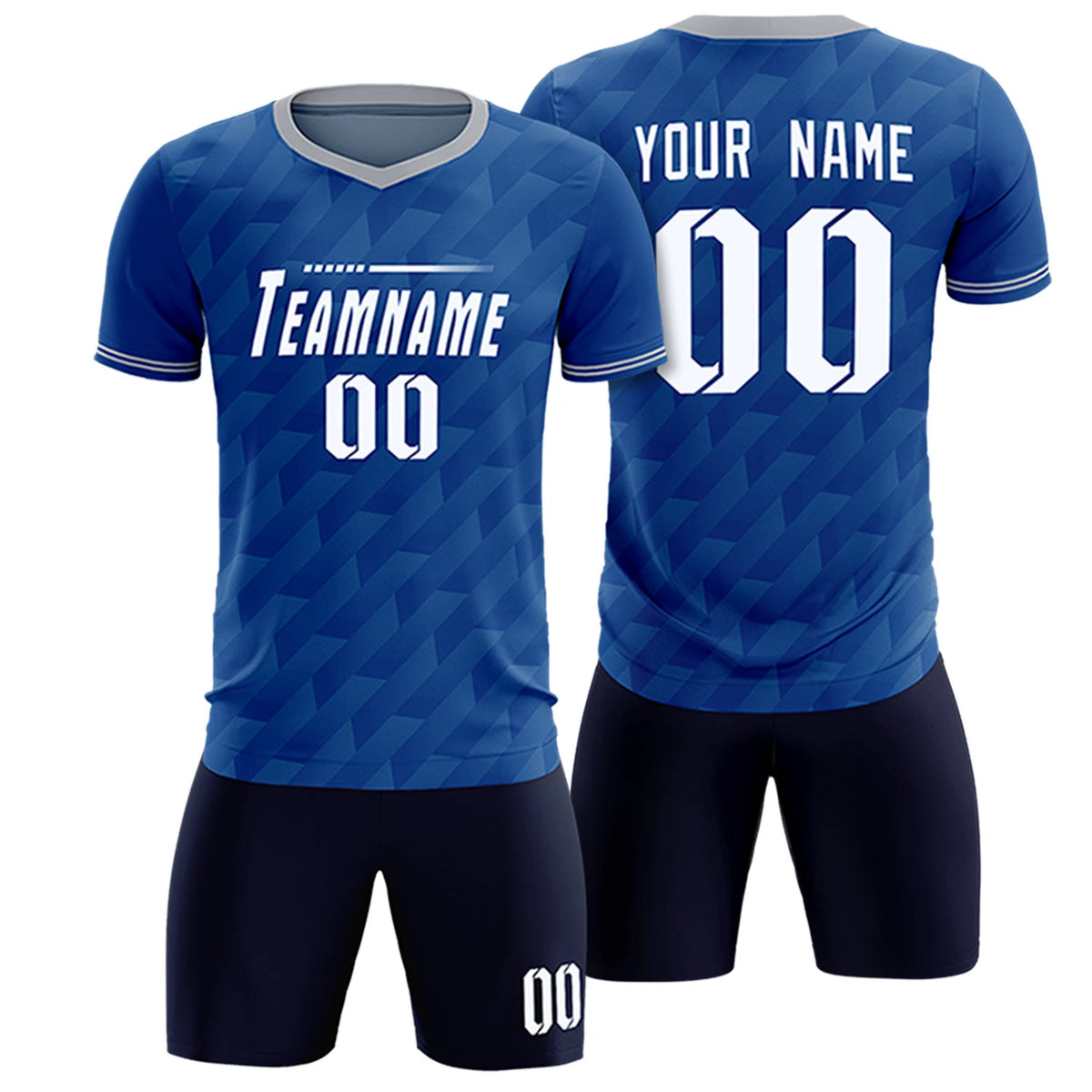 Custom Royal Blue Gray Training Uniform Soccer Sets Jersey