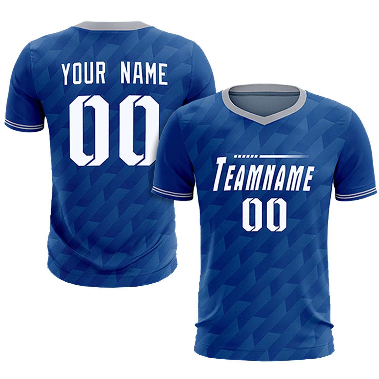 Custom Royal Blue Gray Training Uniform Soccer Sets Jersey