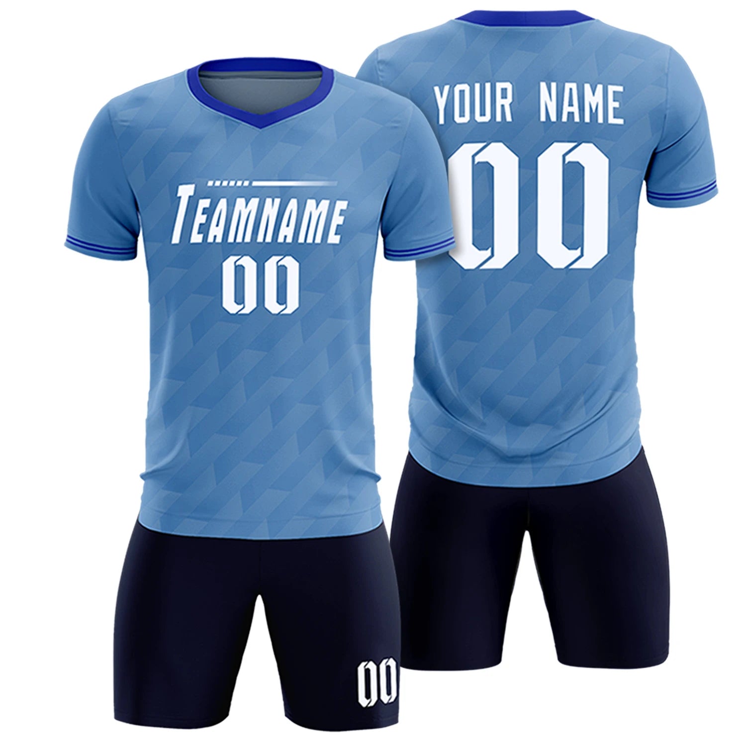 Custom Light Blue Royal Blue Training Uniform Soccer Sets Jersey