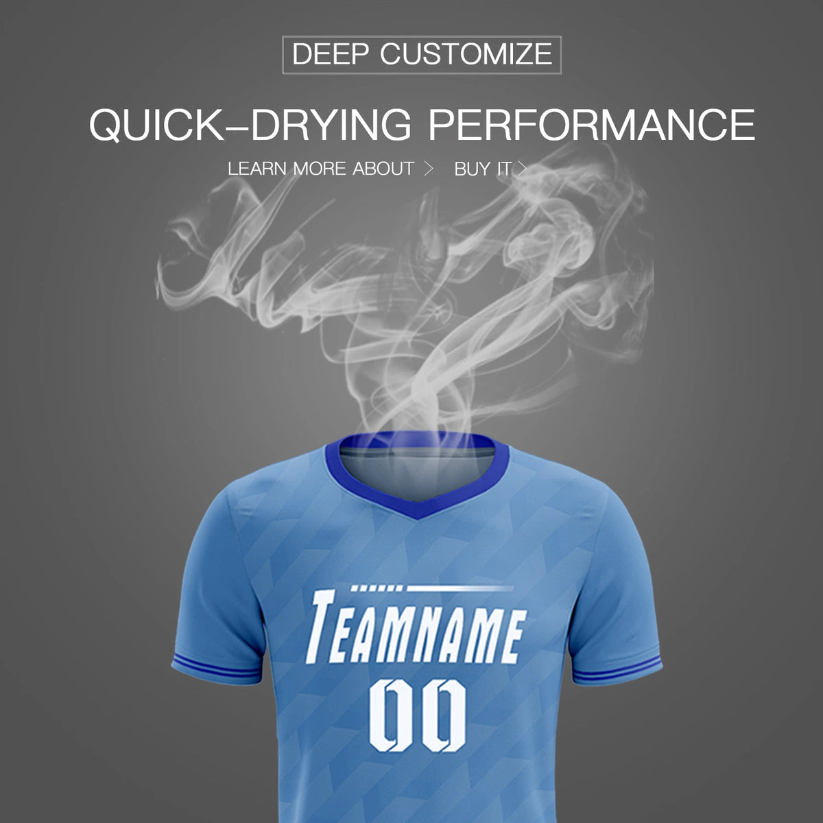 Custom Light Blue Royal Blue Training Uniform Soccer Sets Jersey