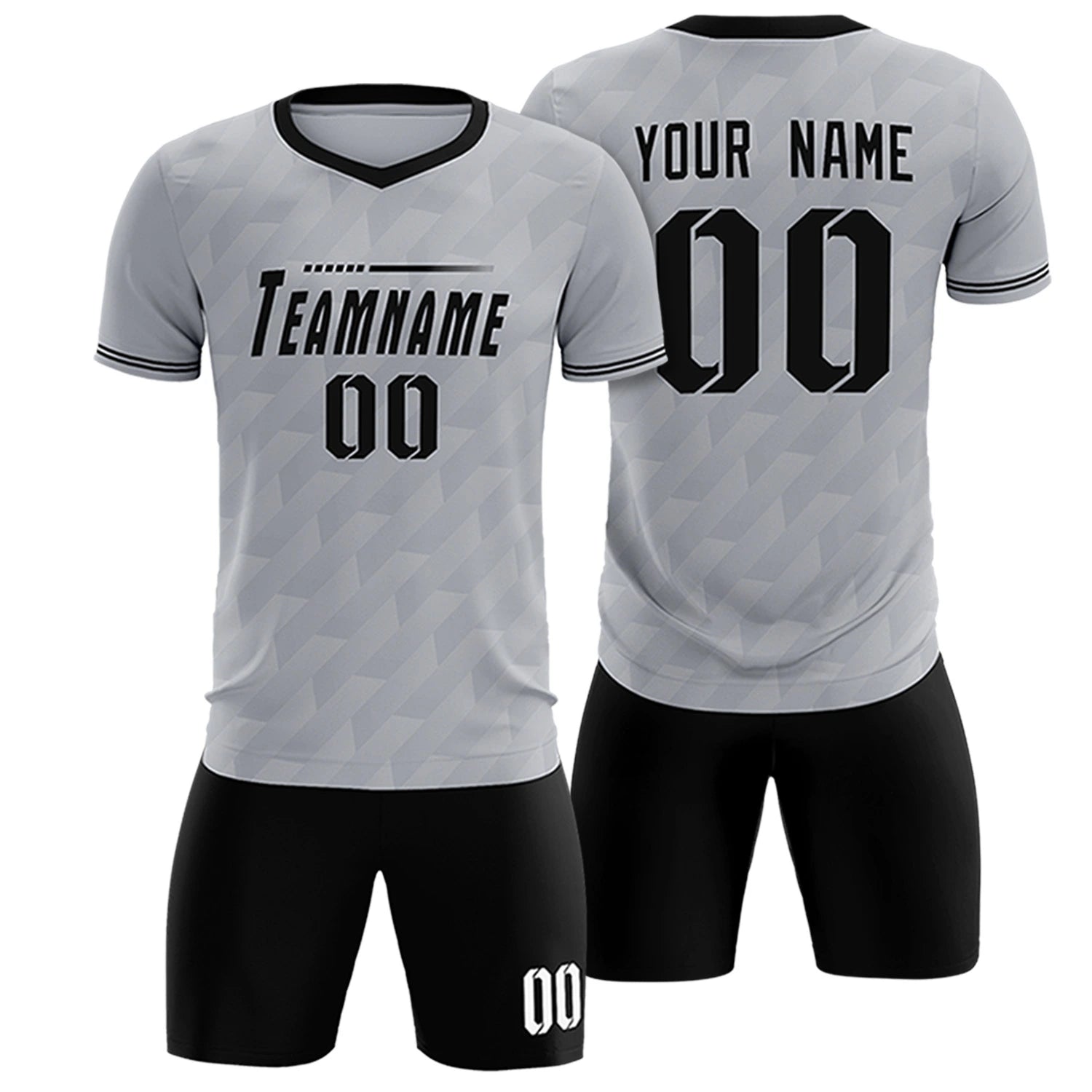 Custom Gray Black Training Uniform Soccer Sets Jersey