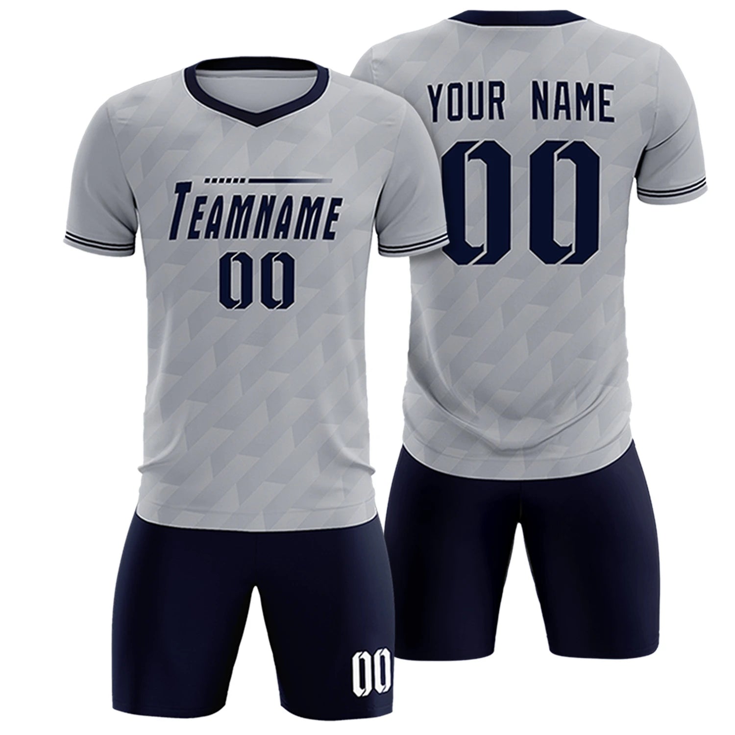 Custom Gray Navy Training Uniform Soccer Sets Jersey