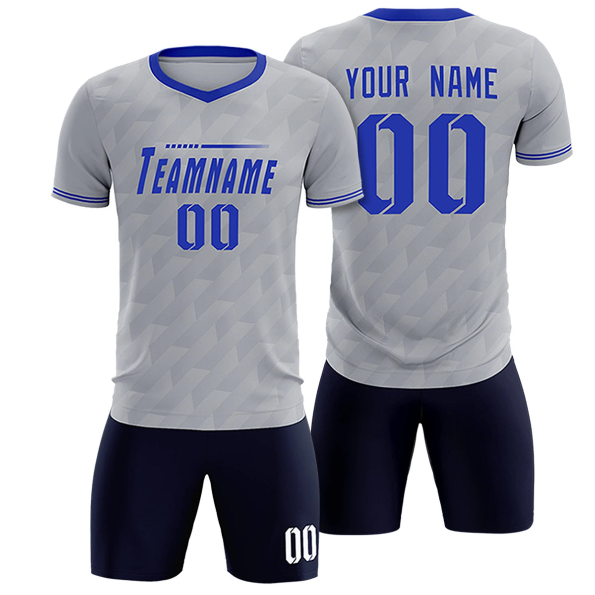 Custom Gray Royal Blue Training Uniform Soccer Sets Jersey