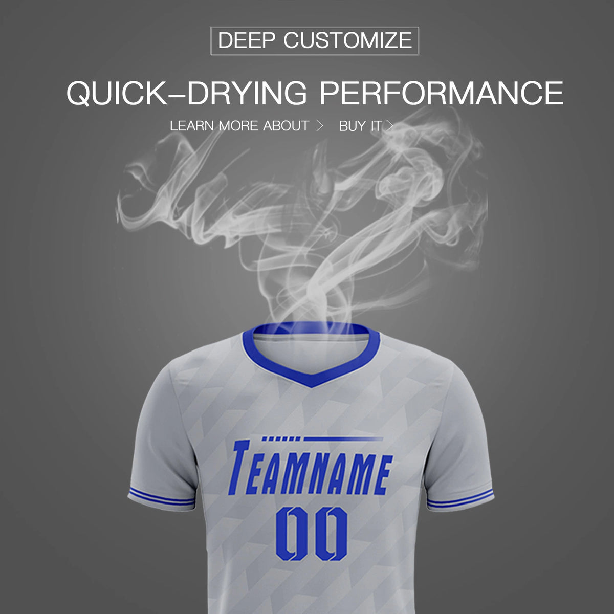 Custom Gray Royal Blue Training Uniform Soccer Sets Jersey