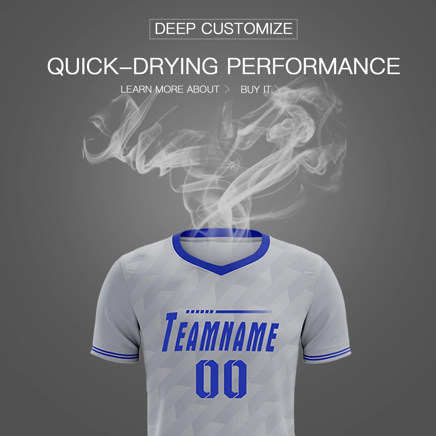 Custom Gray Royal Blue Training Uniform Soccer Sets Jersey