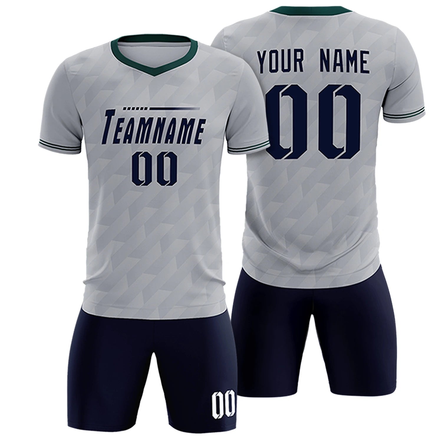 Custom Gray Midnight Green Training Uniform Soccer Sets Jersey