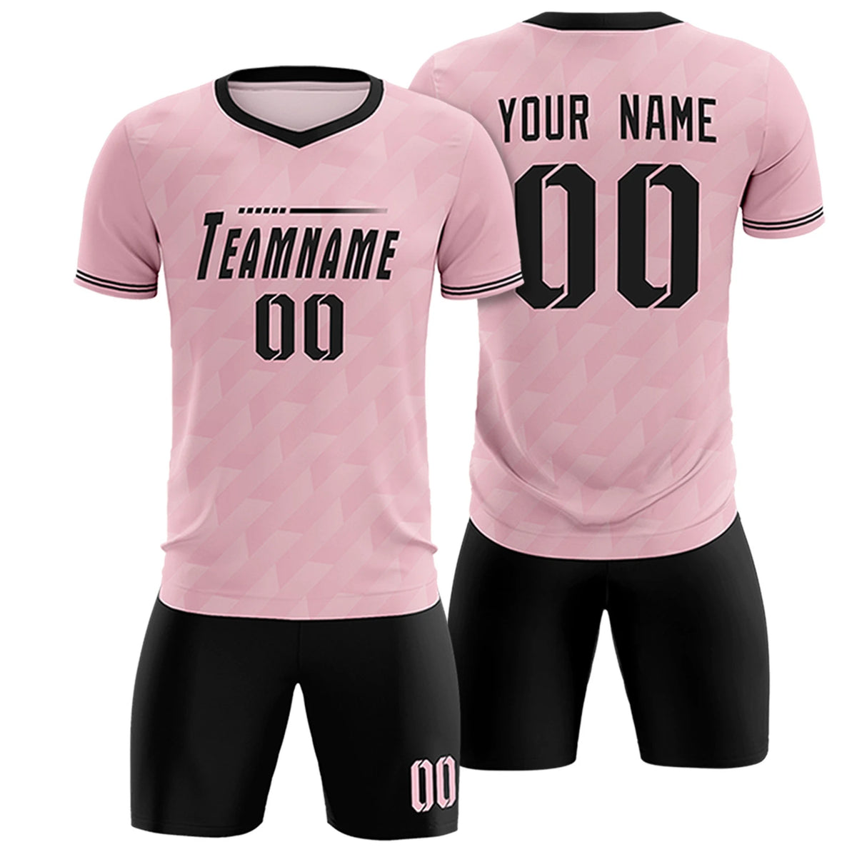 Custom Light Pink Black Training Uniform Soccer Sets Jersey