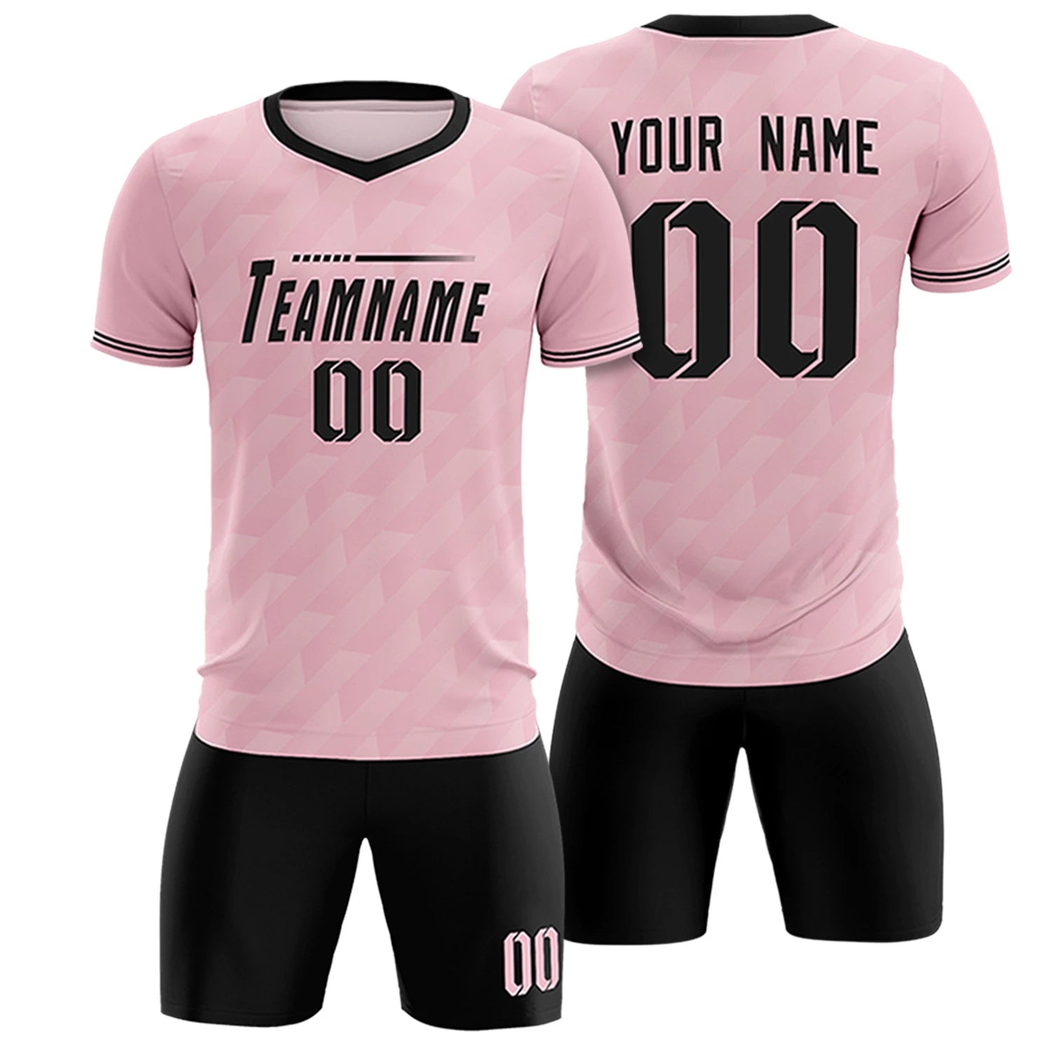 Custom Light Pink Black Training Uniform Soccer Sets Jersey