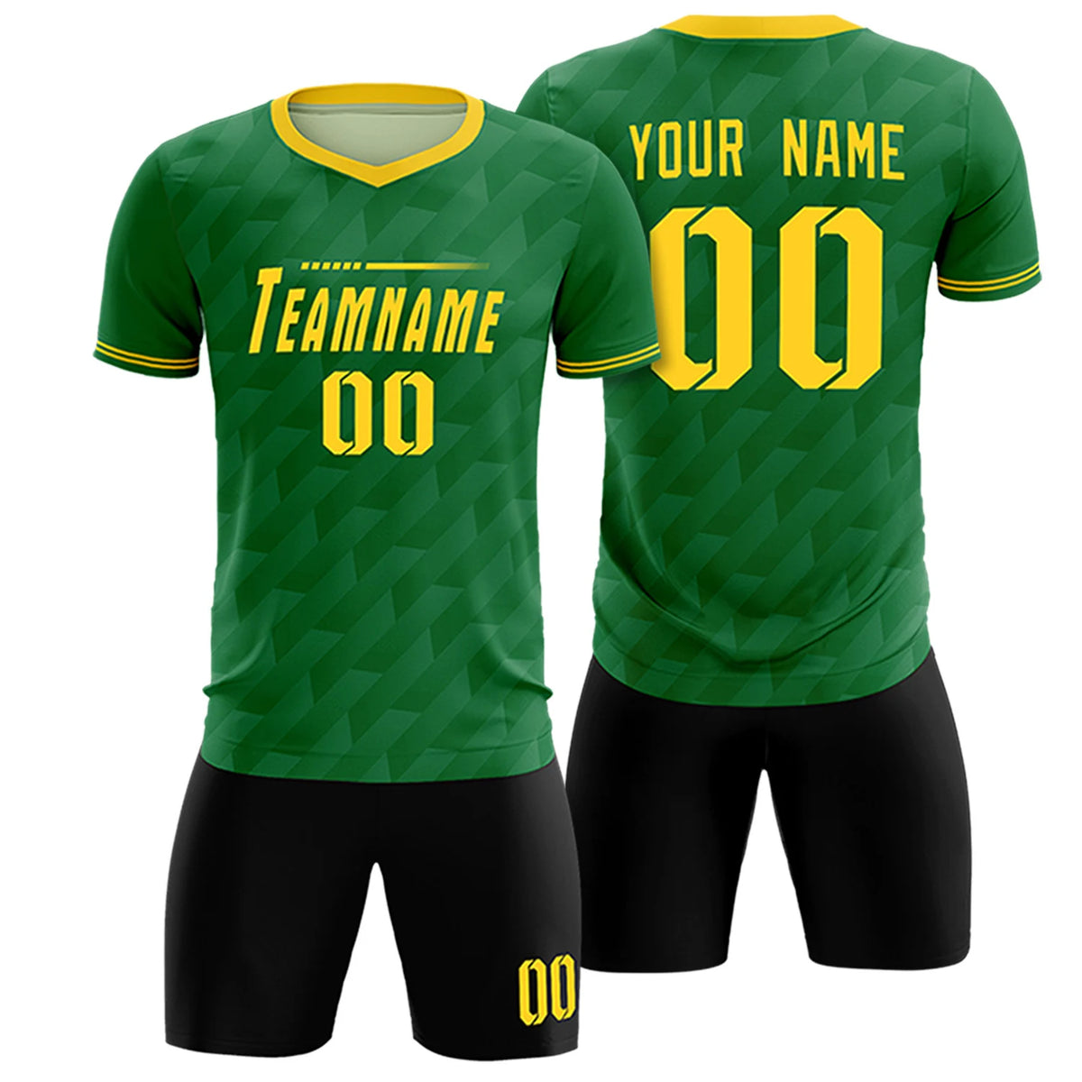 Custom Kelly Green Black Training Uniform Soccer Sets Jersey