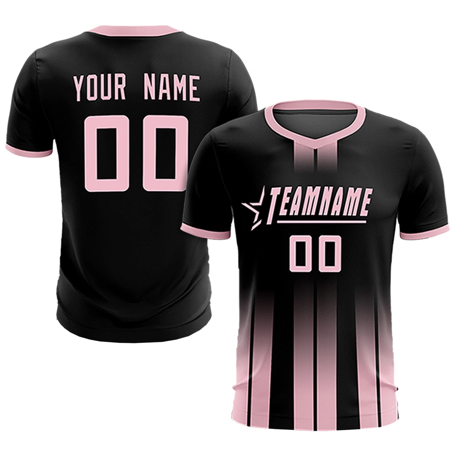 Custom Black Light Pink Vertical Training Uniform Soccer Sets Jersey