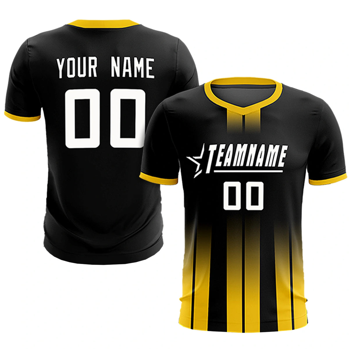 Custom Black Gold01 Vertical Training Uniform Soccer Sets Jersey
