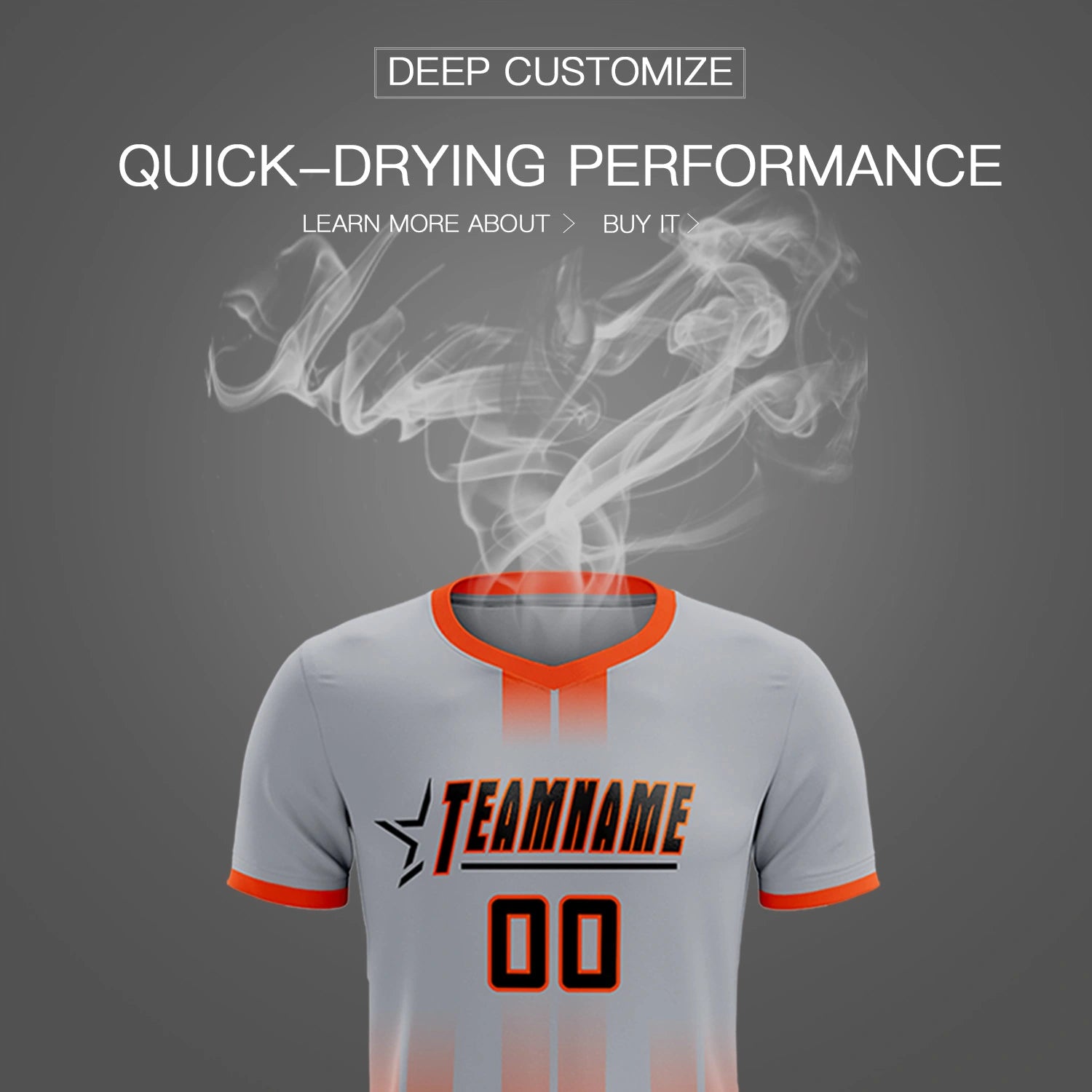 Custom Gray Orange Vertical Training Uniform Soccer Sets Jersey