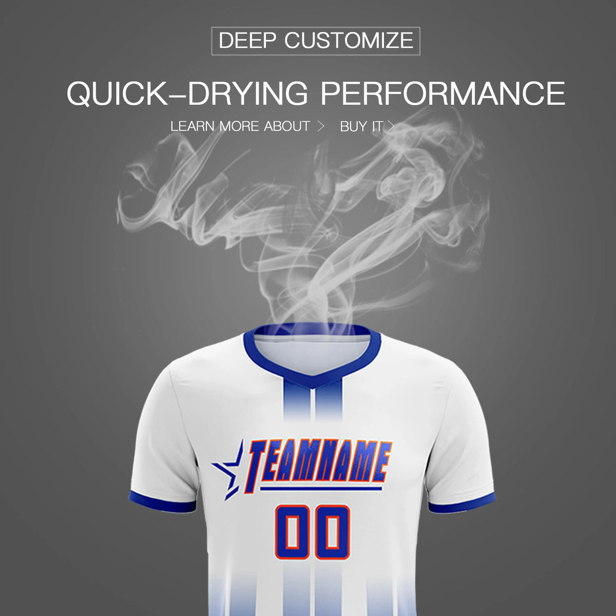 Custom White Royal Blue Vertical Training Uniform Soccer Sets Jersey