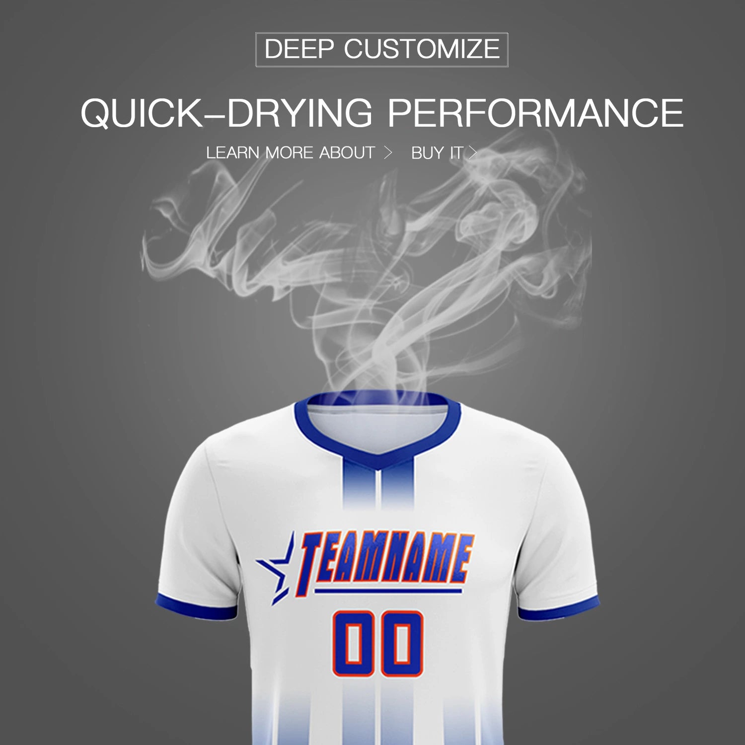 Custom White Royal Blue Vertical Training Uniform Soccer Sets Jersey