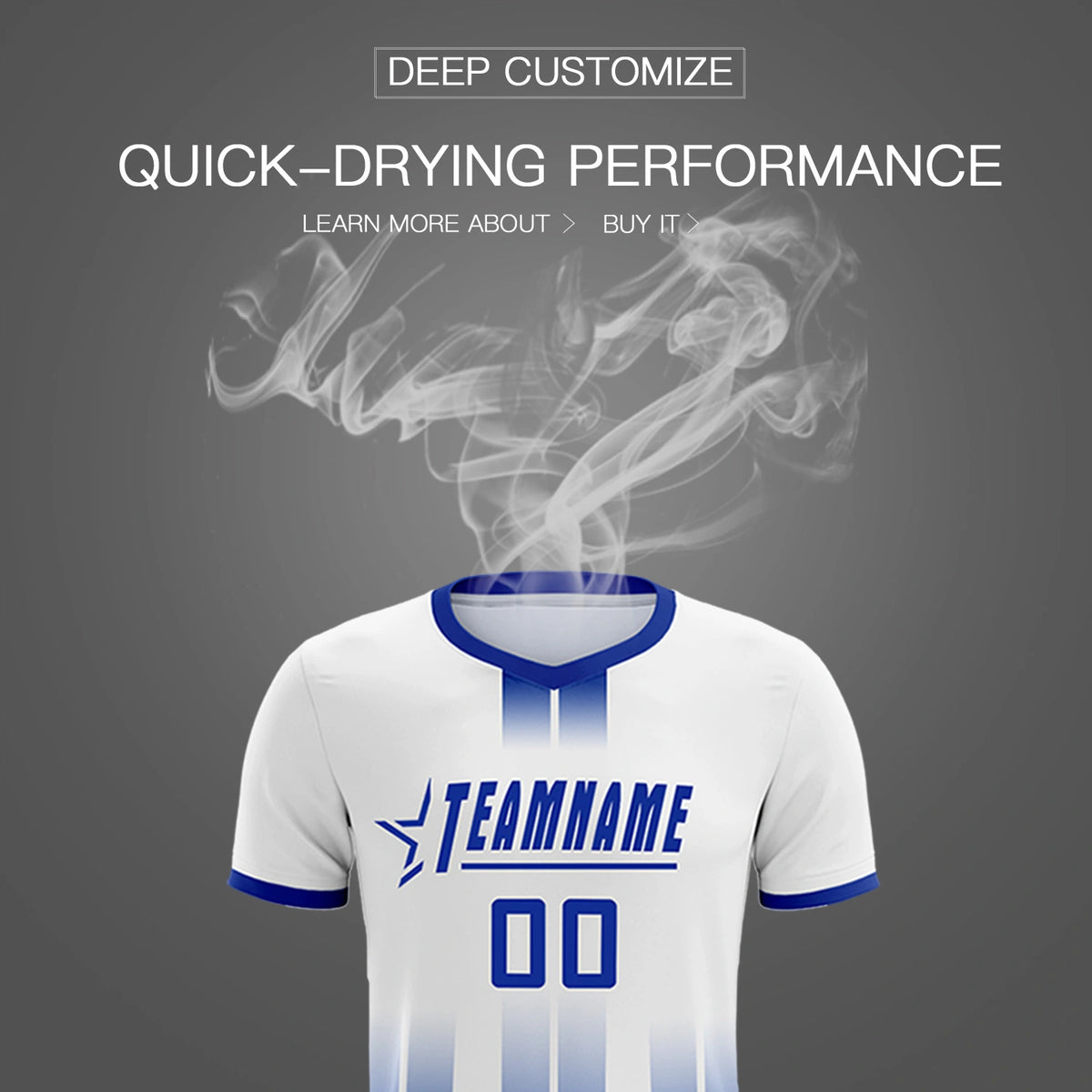 Custom White Royal Blue Vertical Training Uniform Soccer Sets Jersey