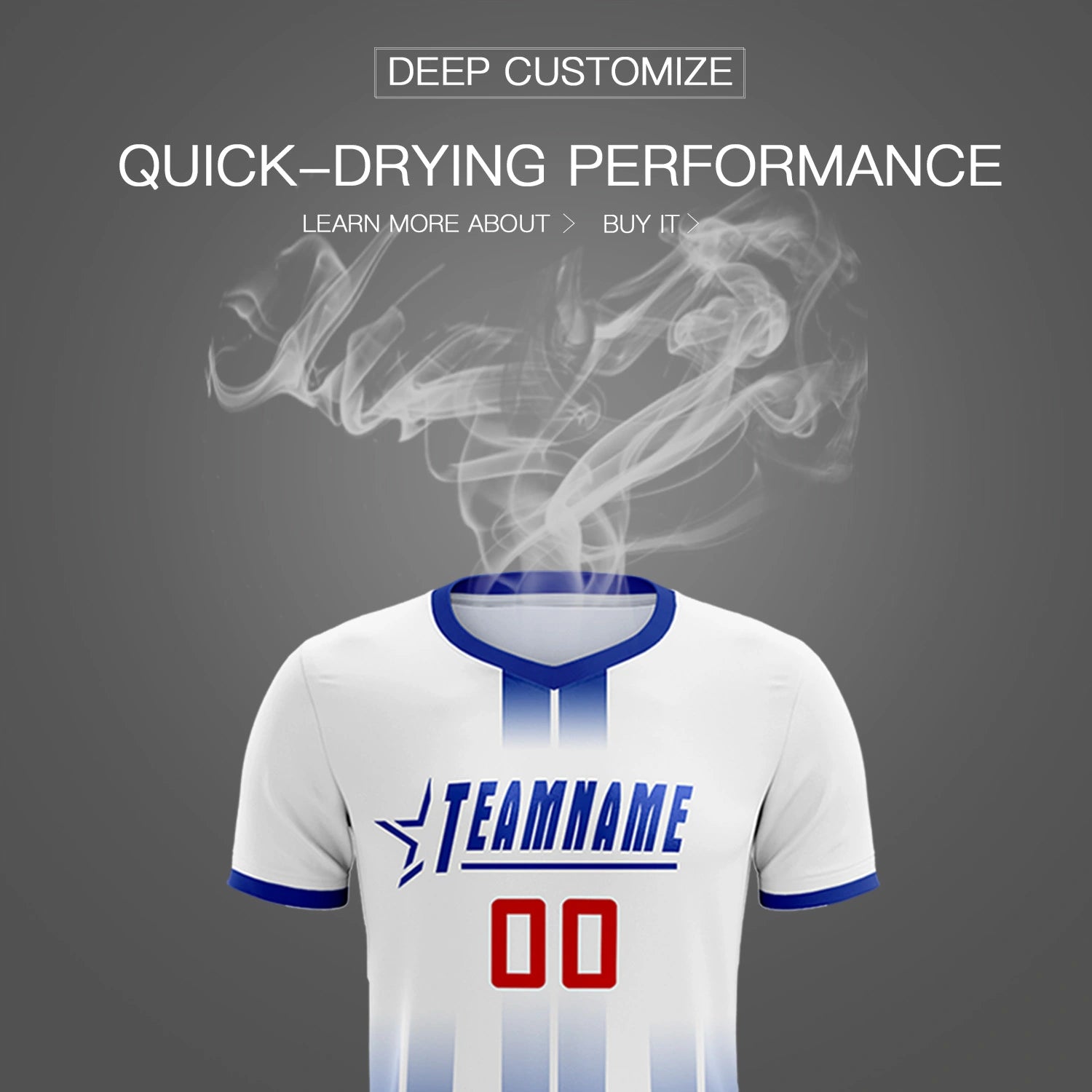 Custom White Royal Blue Vertical Training Uniform Soccer Sets Jersey