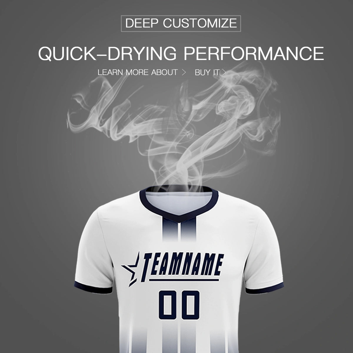 Custom White Navy Vertical Training Uniform Soccer Sets Jersey