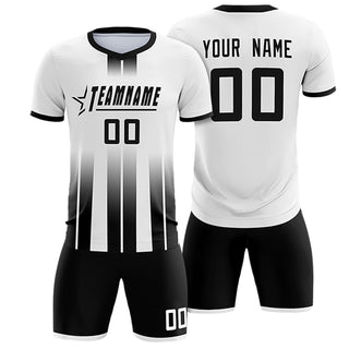 Custom White Black Vertical Training Uniform Soccer Sets Jersey - Style 1