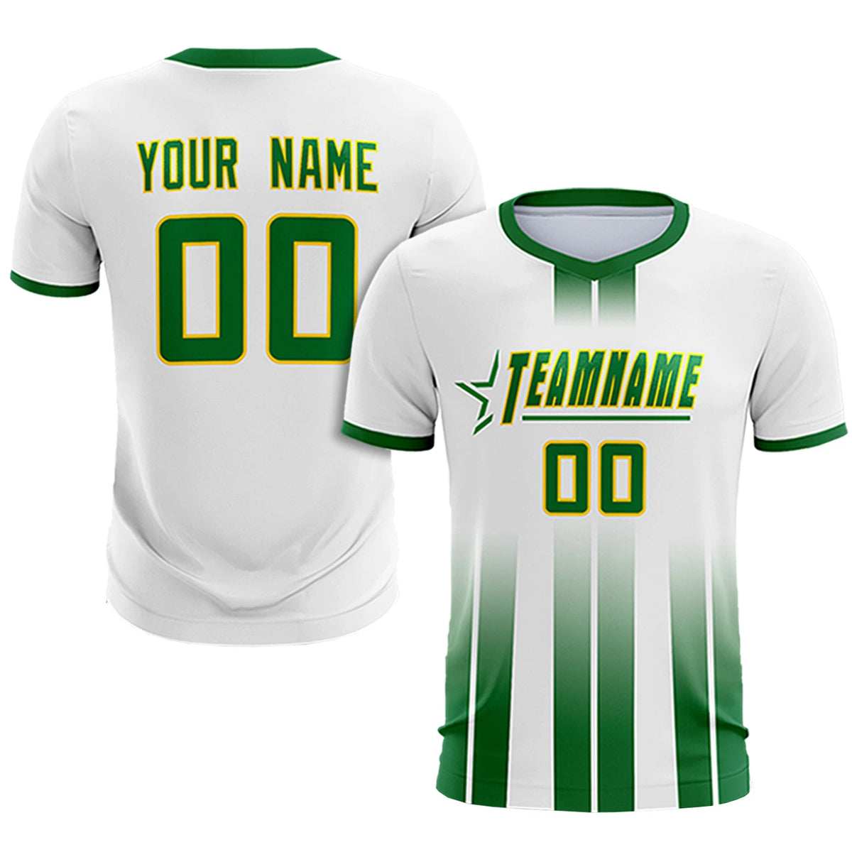 Custom White Kelly Green Vertical Training Uniform Soccer Sets Jersey
