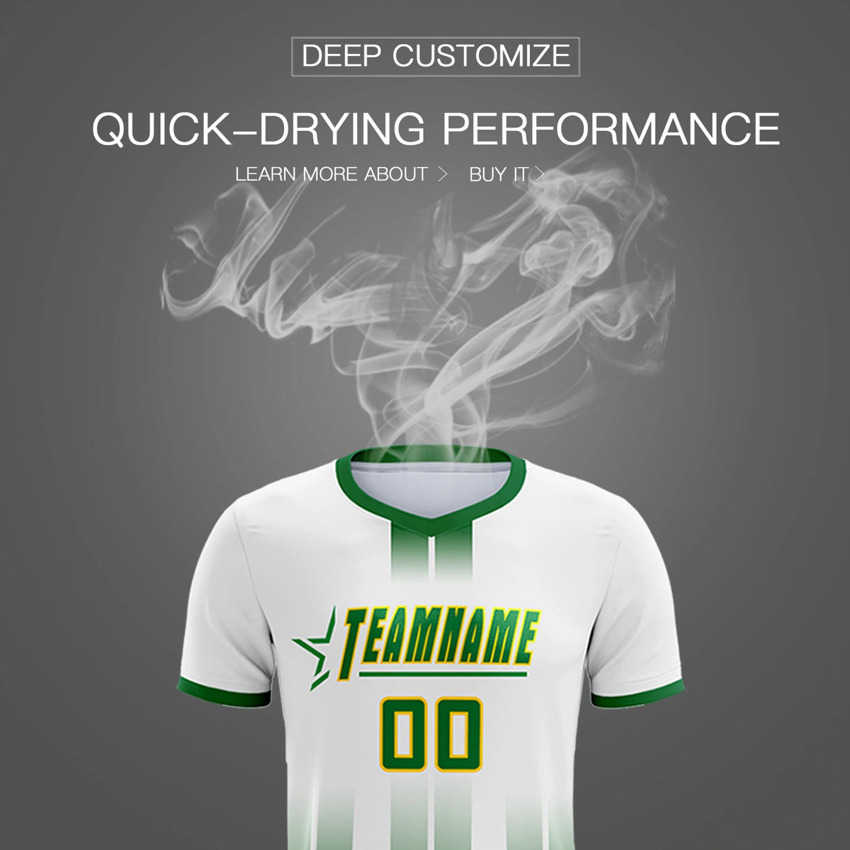 Custom White Kelly Green Vertical Training Uniform Soccer Sets Jersey
