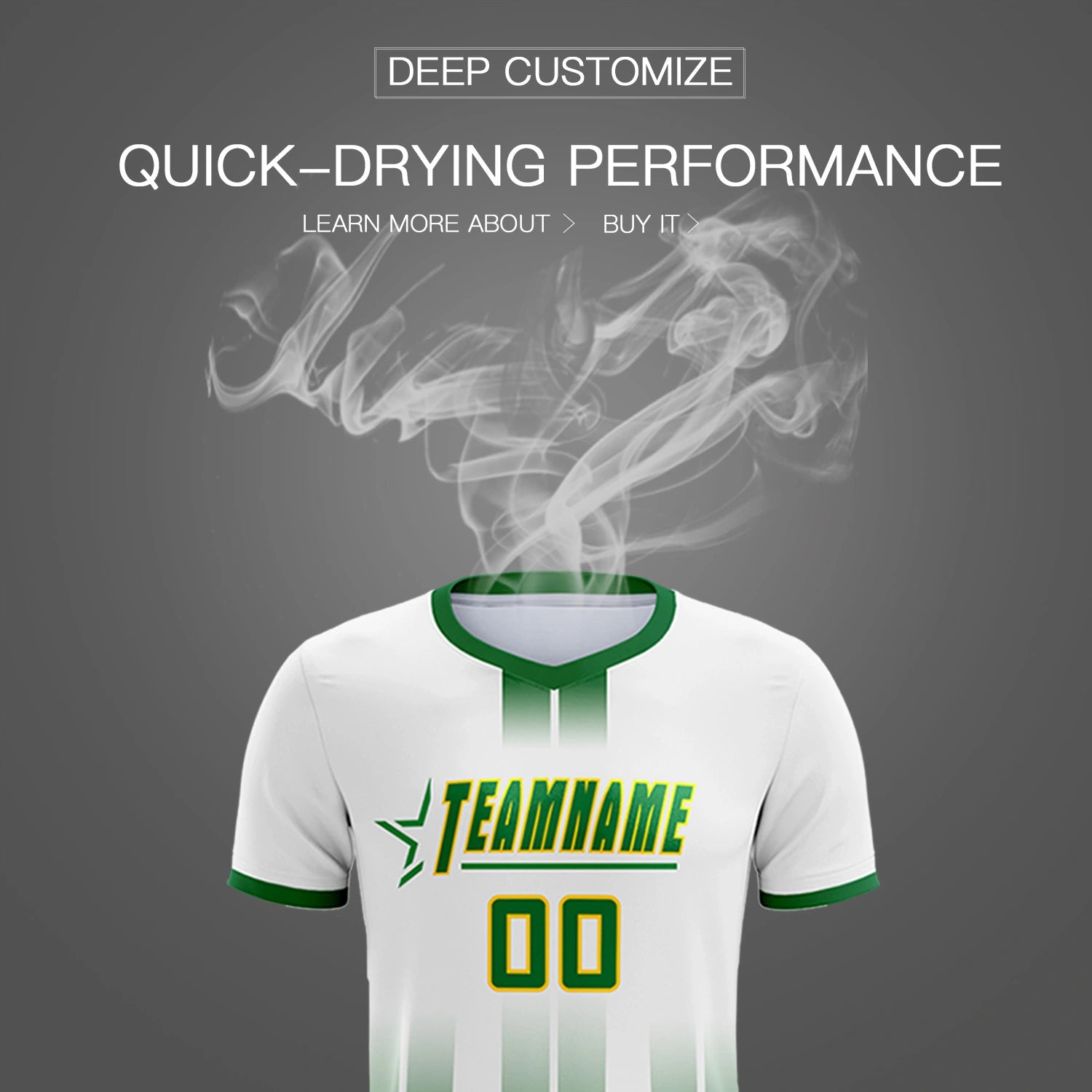 Custom White Kelly Green Vertical Training Uniform Soccer Sets Jersey