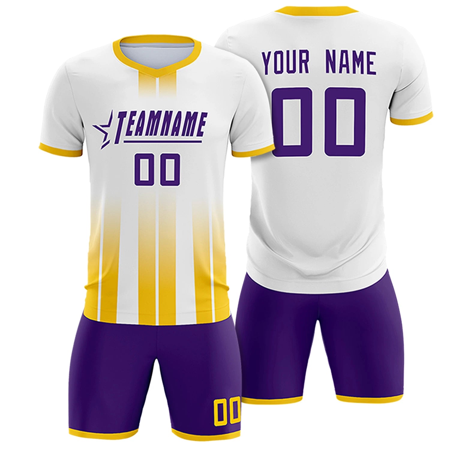 Custom White Gold01 Vertical Training Uniform Soccer Sets Jersey