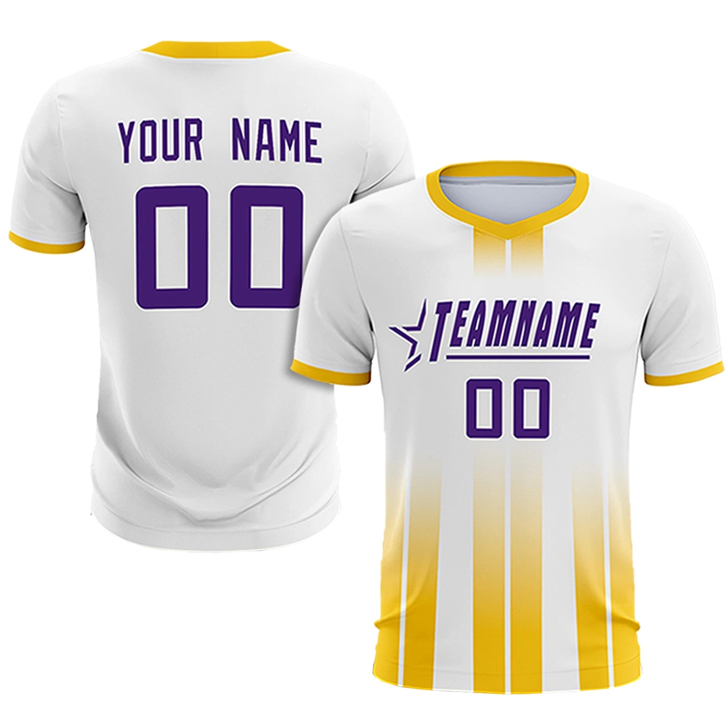 Custom White Gold01 Vertical Training Uniform Soccer Sets Jersey