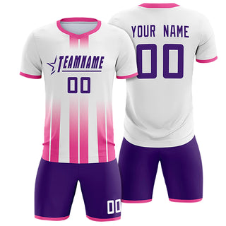 Custom White Pink Vertical Training Uniform Soccer Sets Jersey - Style 1