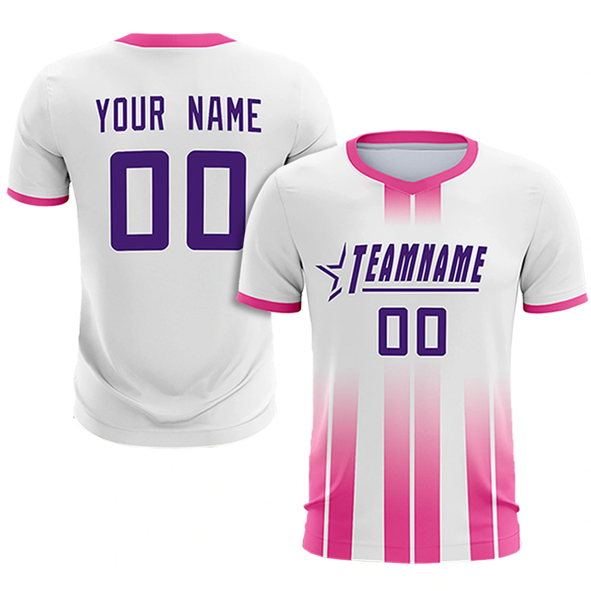 Custom White Pink Vertical Training Uniform Soccer Sets Jersey