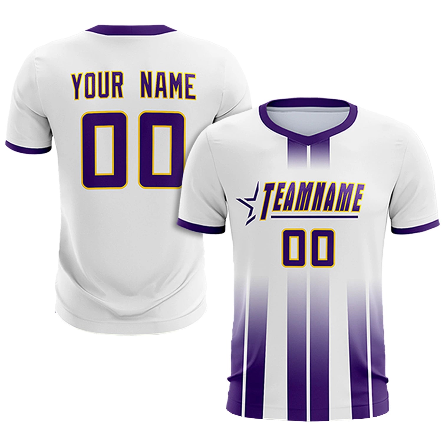 Custom White Purple Vertical Training Uniform Soccer Sets Jersey