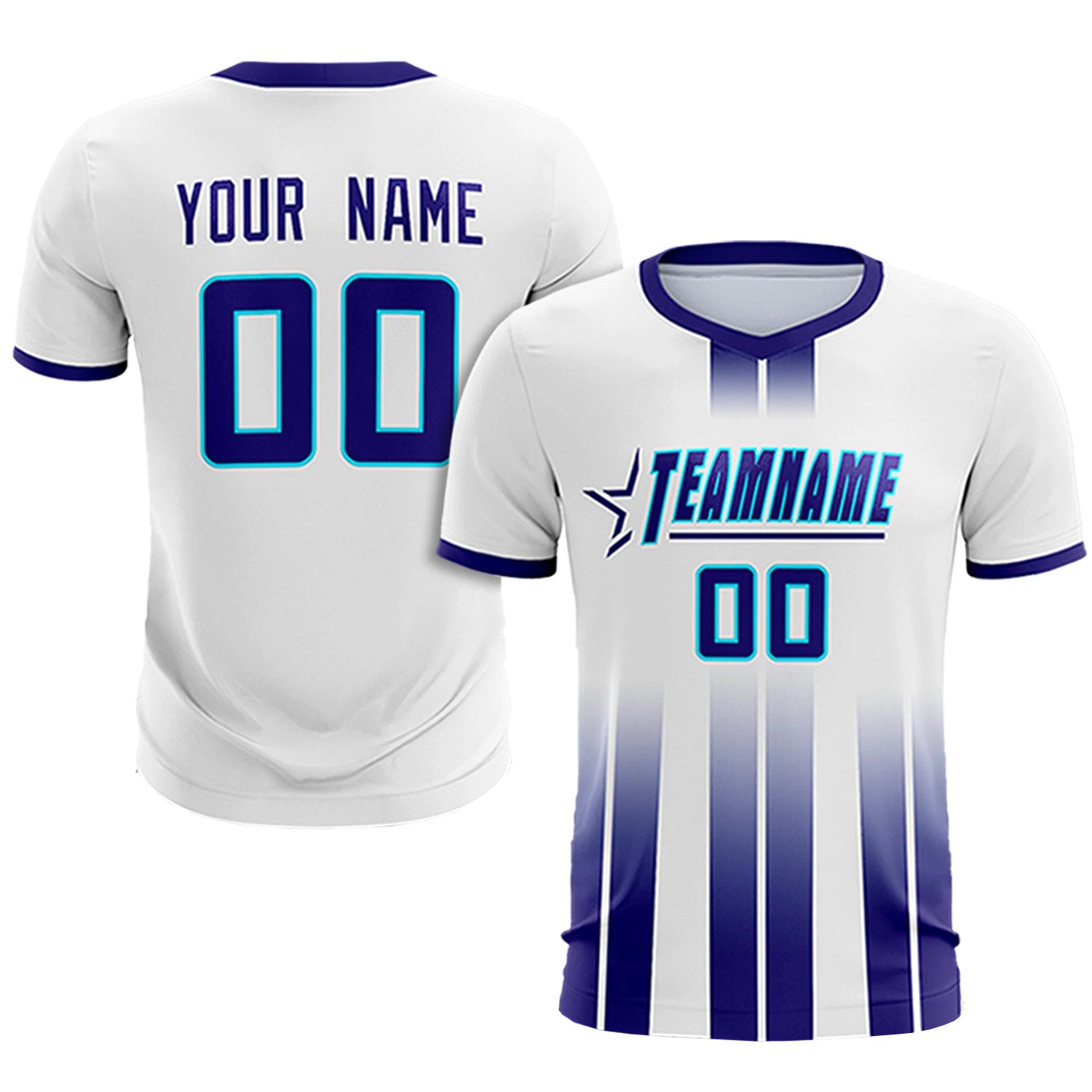 Custom White Purple Vertical Training Uniform Soccer Sets Jersey