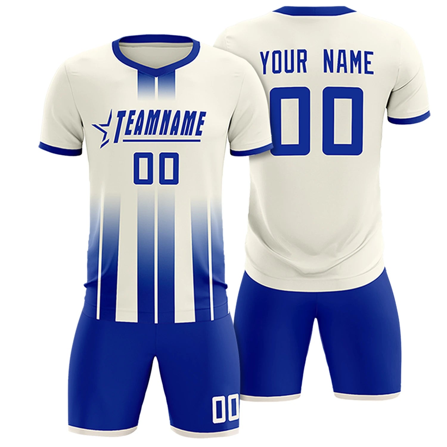 Custom Khaki Royal Blue Vertical Training Uniform Soccer Sets Jersey