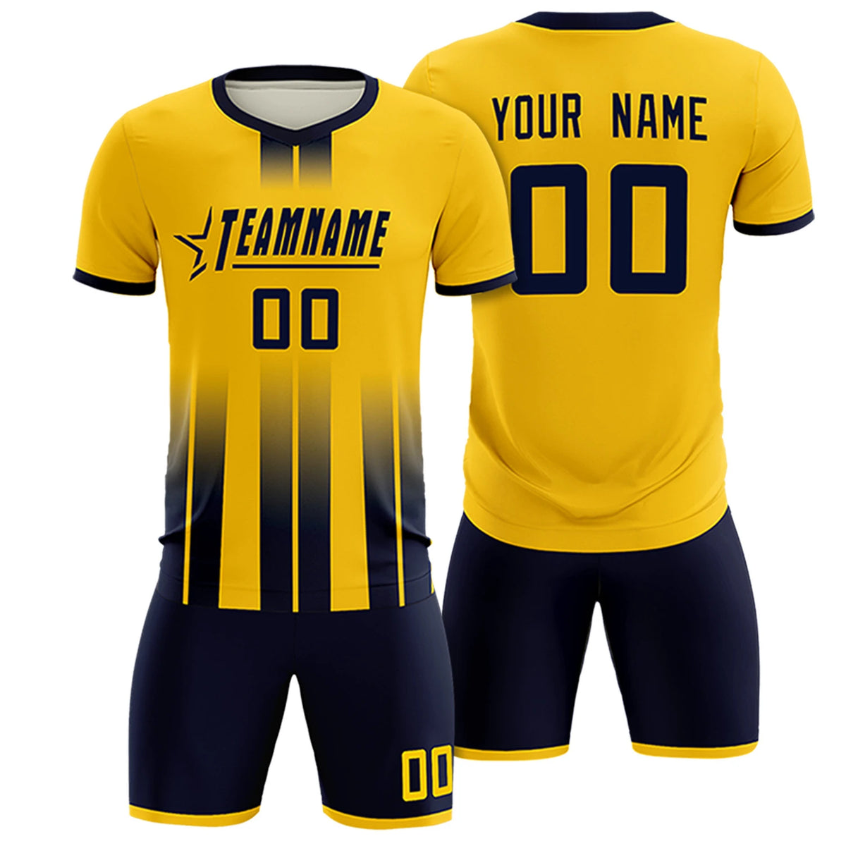 Custom Gold01 Navy Vertical Training Uniform Soccer Sets Jersey