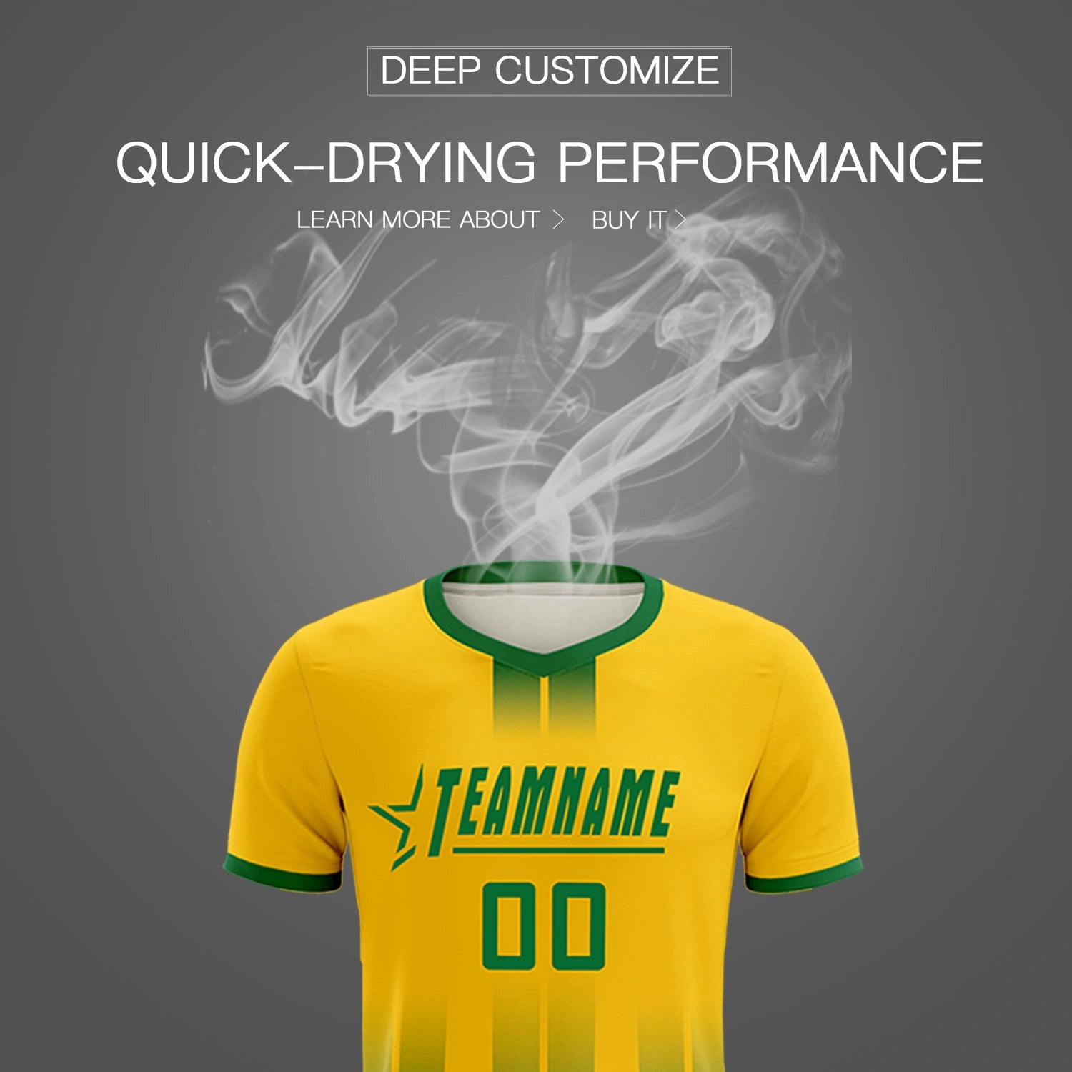 Custom Gold01 Kelly Green Vertical Training Uniform Soccer Sets Jersey