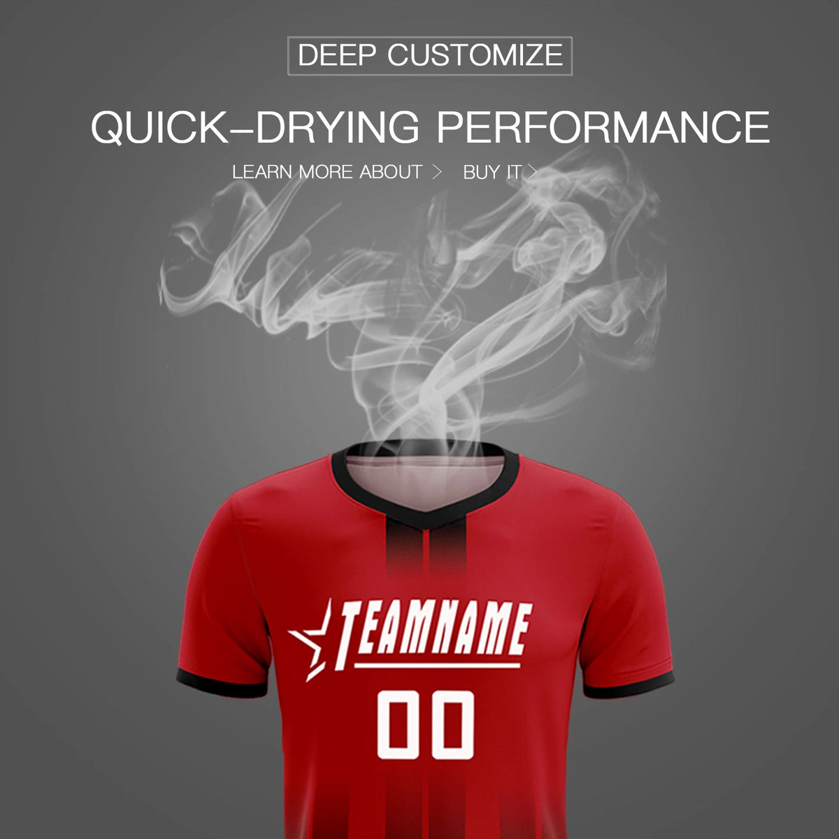 Custom Red Black Vertical Training Uniform Soccer Sets Jersey