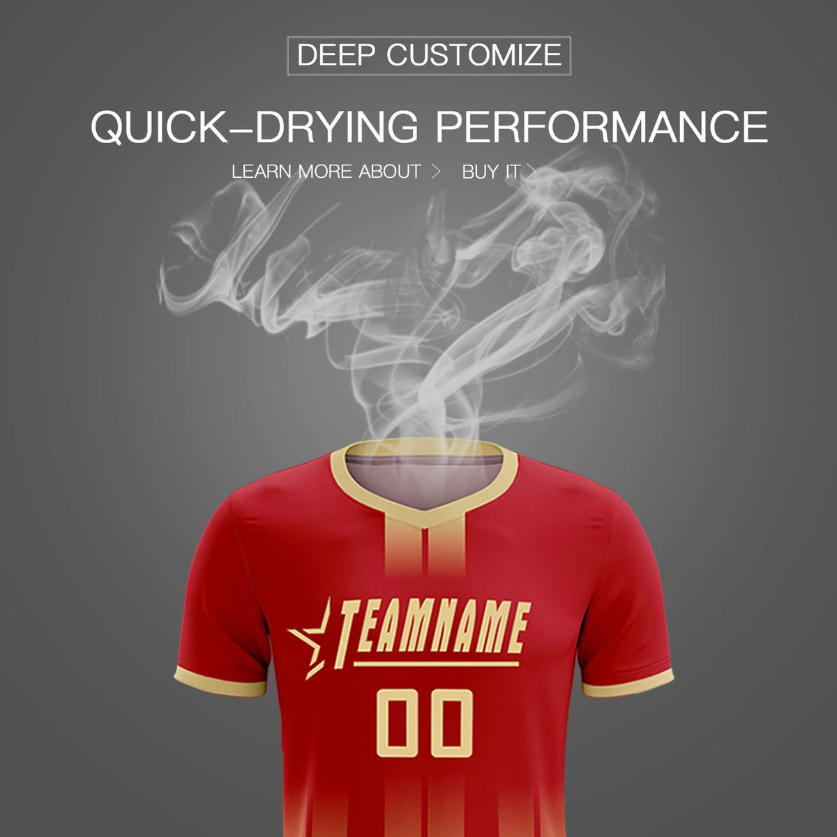 Custom Red Khaki Vertical Training Uniform Soccer Sets Jersey