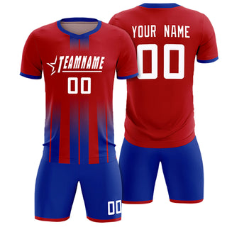 Custom Red Royal Blue Vertical Training Uniform Soccer Sets Jersey - Style 1