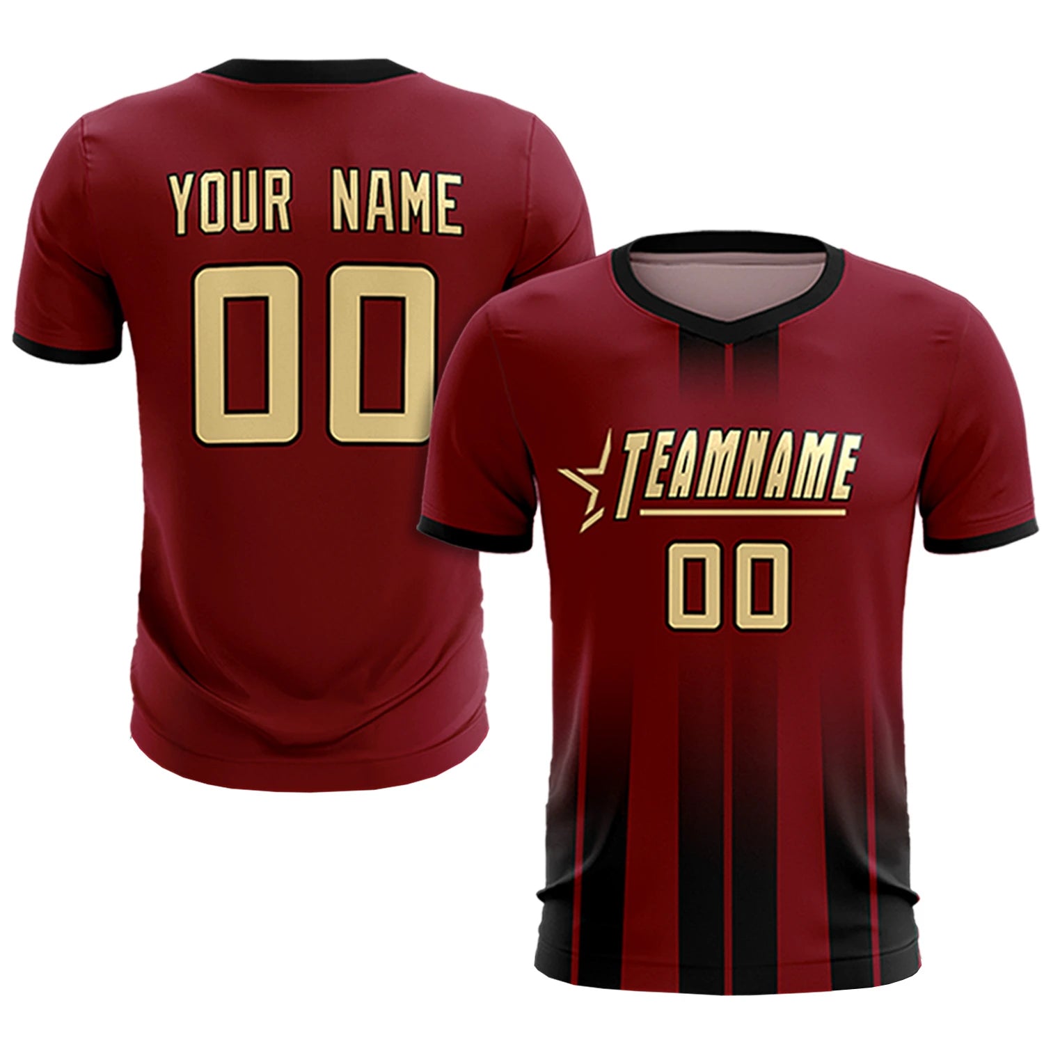 Custom Crimson Black Vertical Training Uniform Soccer Sets Jersey