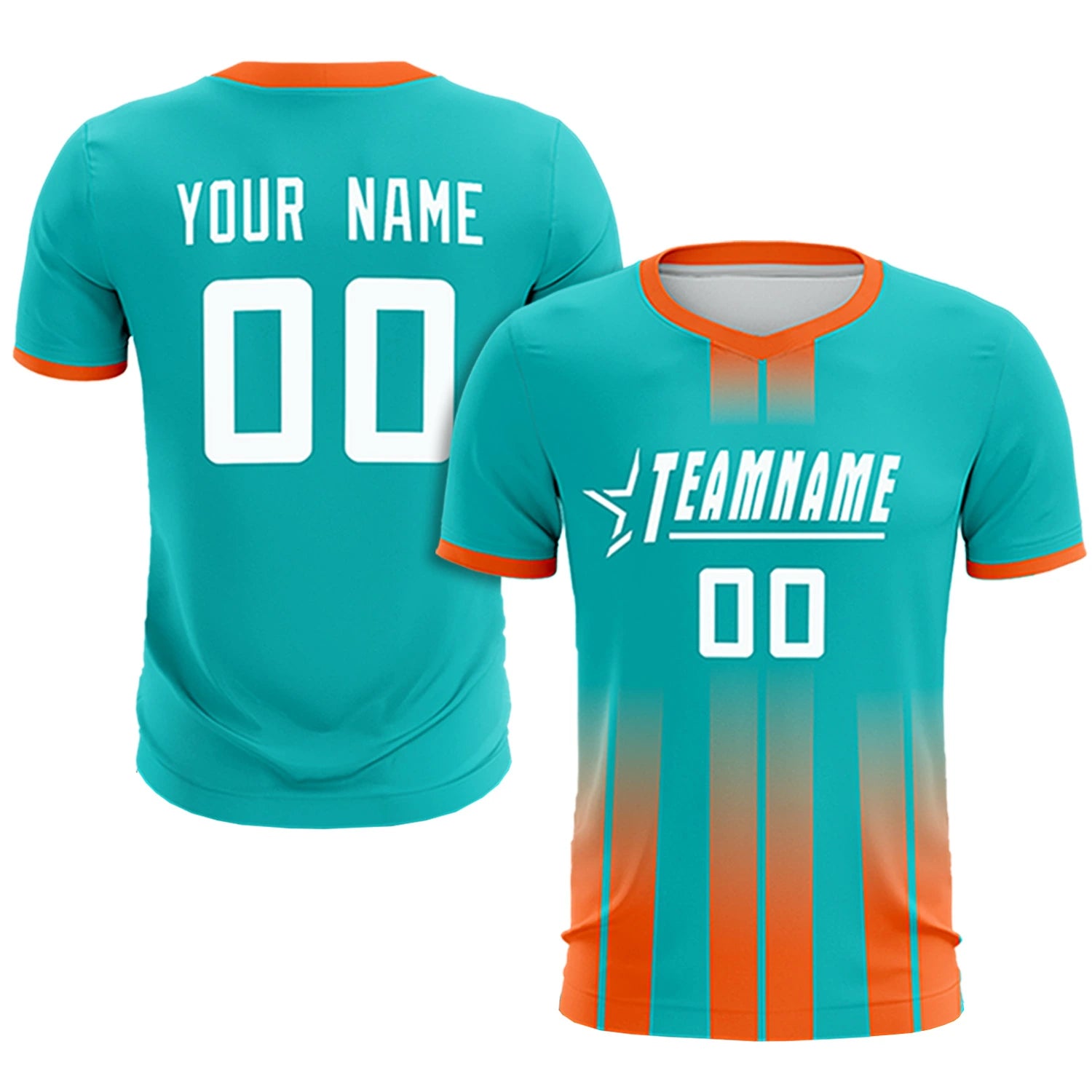 Custom Bright Green Orange Vertical Training Uniform Soccer Sets Jersey