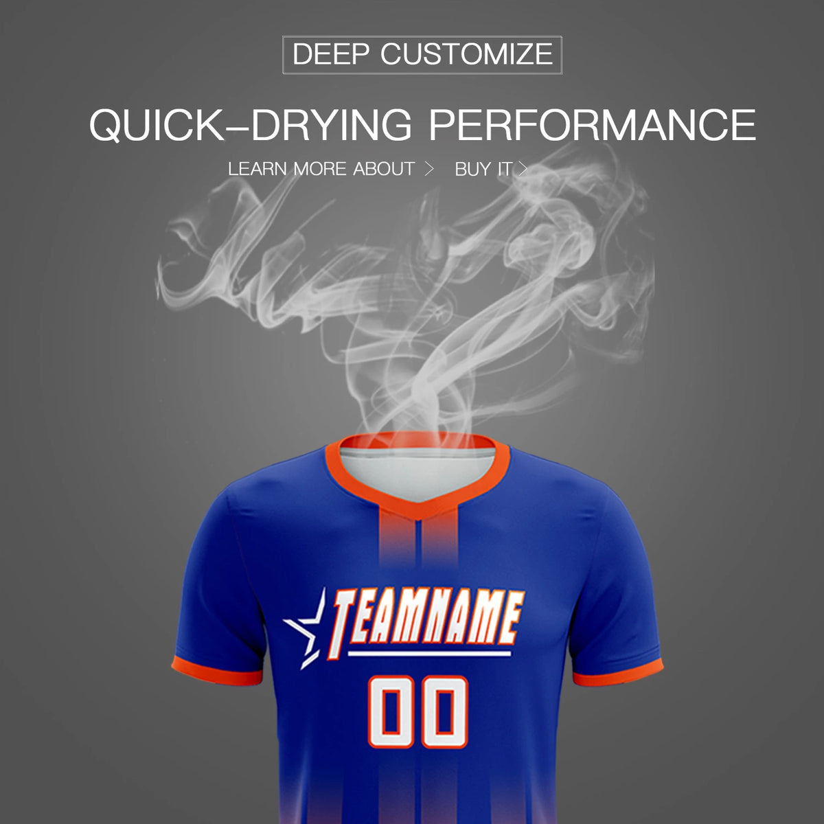 Custom Royal Blue Orange Vertical Training Uniform Soccer Sets Jersey